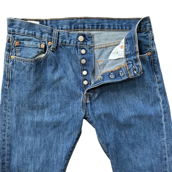 Levis 501 Mens‎ Button Fly Straight Leg Medium Wash Jeans Size W34x L34 - Picture 3 of 12